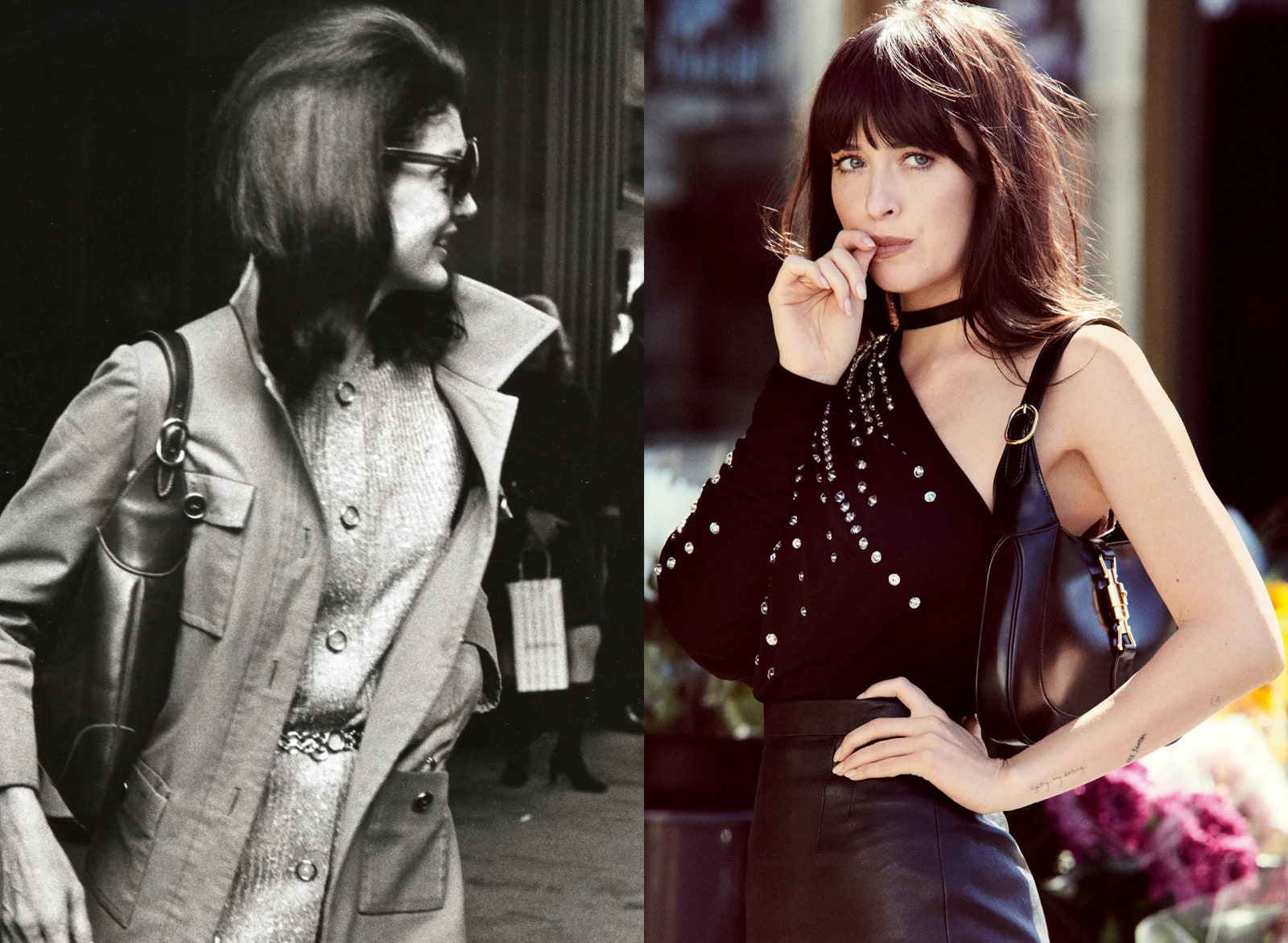 Jackie Kennedy in 1971 Dakota Johnson in 2023