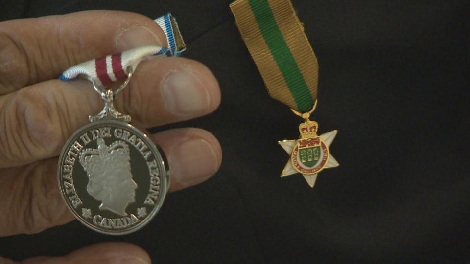 Ratt recollected the honours he’s been bestowed upon by the provincial and federal government over the years as he pointed to the lapel pins on his blazer at the Monday event in Regina. 