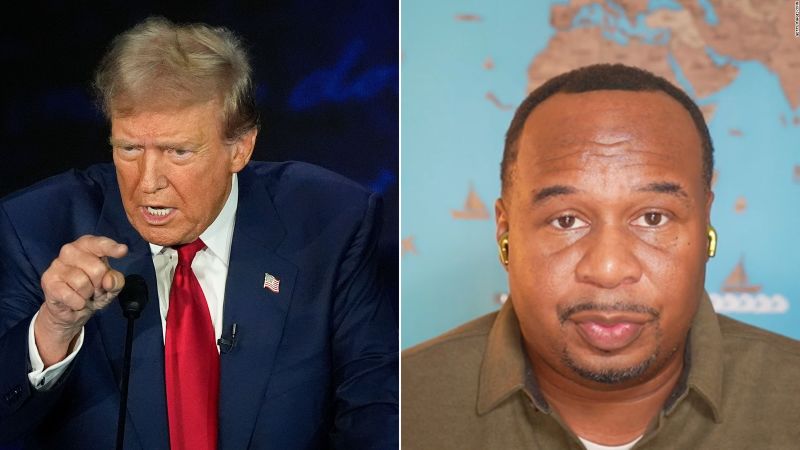 ‘I just want to know about the dogs’: comedian Roy Wood Jr weighs in on Trump’s pet-eating claim