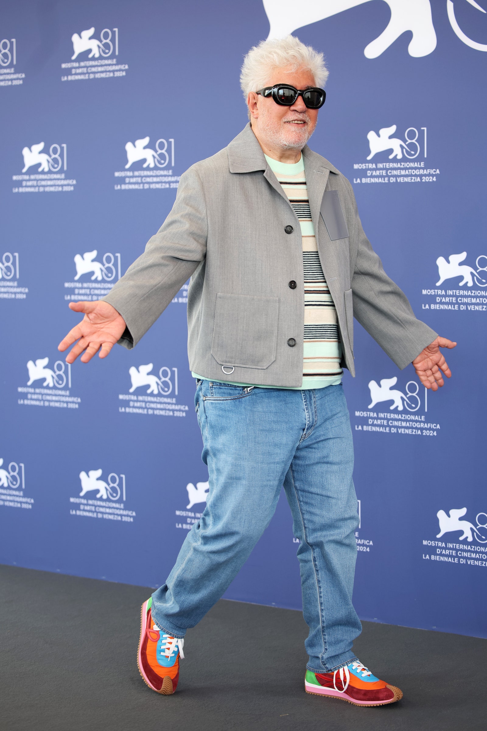 VENICE ITALY SEPTEMBER 02 Pedro Almodóvar attends the The Room Next Door photocall during the 81st Venice International...