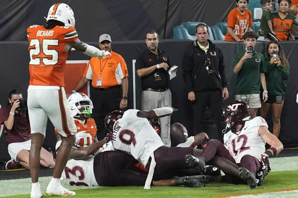 Hail Mary touchdown overturned as No. 7 Miami survives against Virginia Tech in thriller