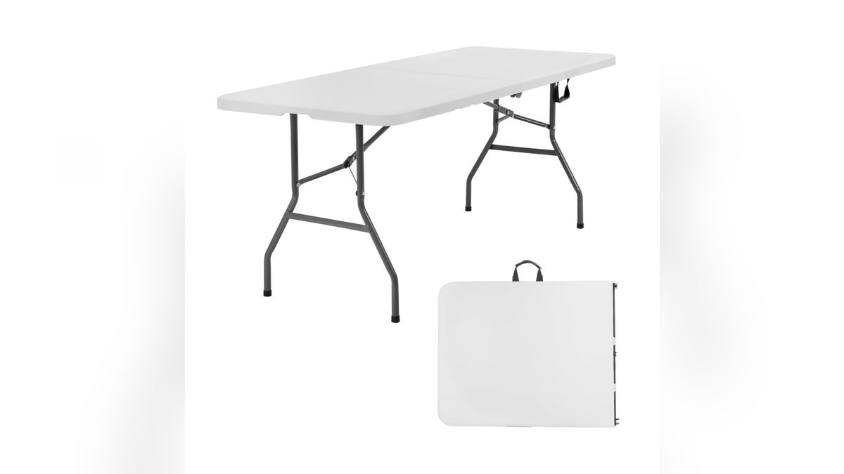 A folding table is the ideal place to display all the food options.
