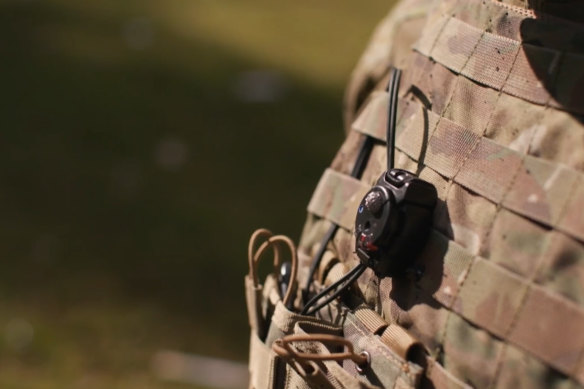 A body-worn blast sensor.