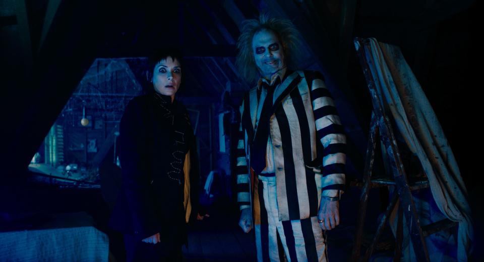 Lydia (Winona Ryder) and Beetlejuice (Michael Keaton) reunite in the sequel "Beetlejuice Beetlejuice."