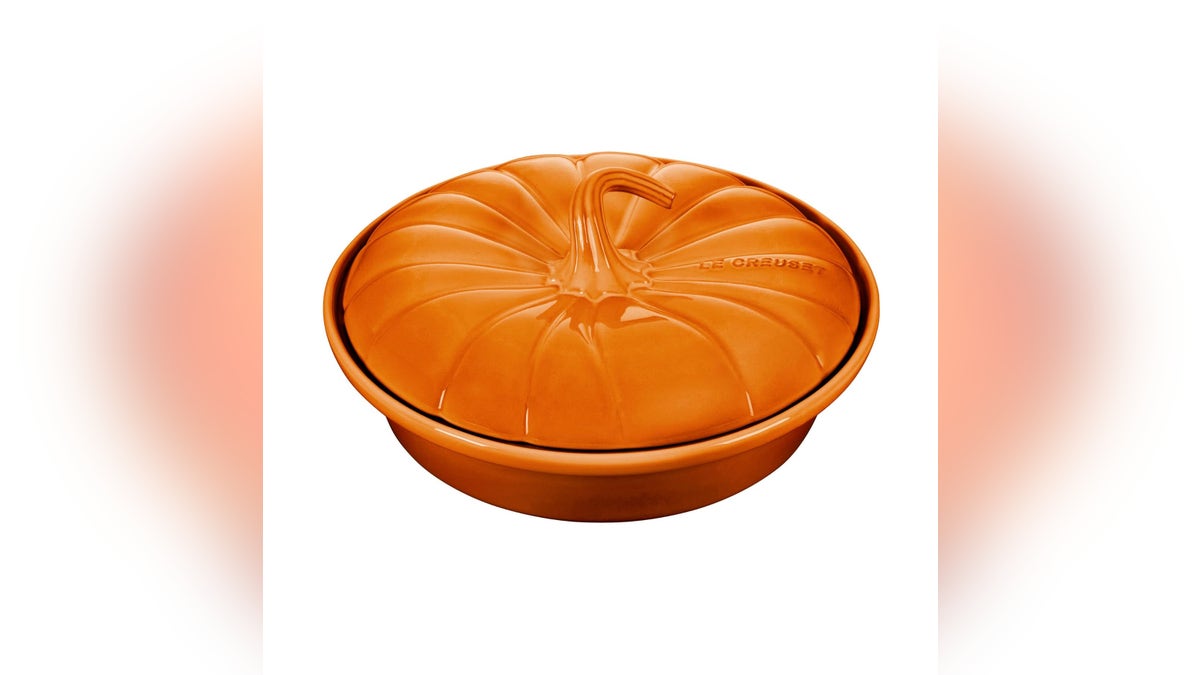 A pumpkin-shaped baking dish adds some festiveness to your fall baking.