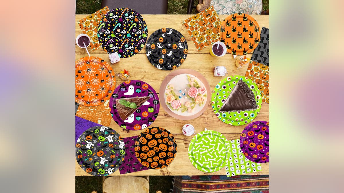 Halloween paper plates are festive and efficient for cleaning up.