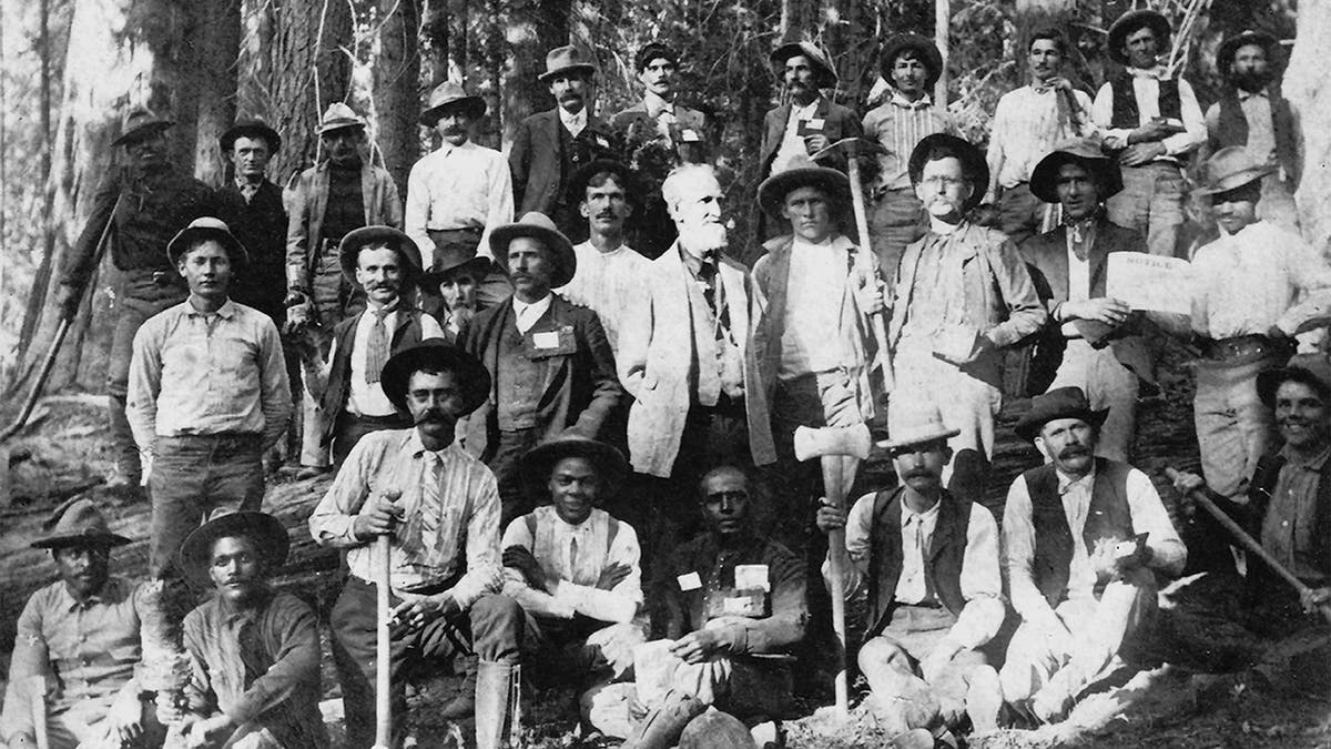 early 20th century photo of workers at the park