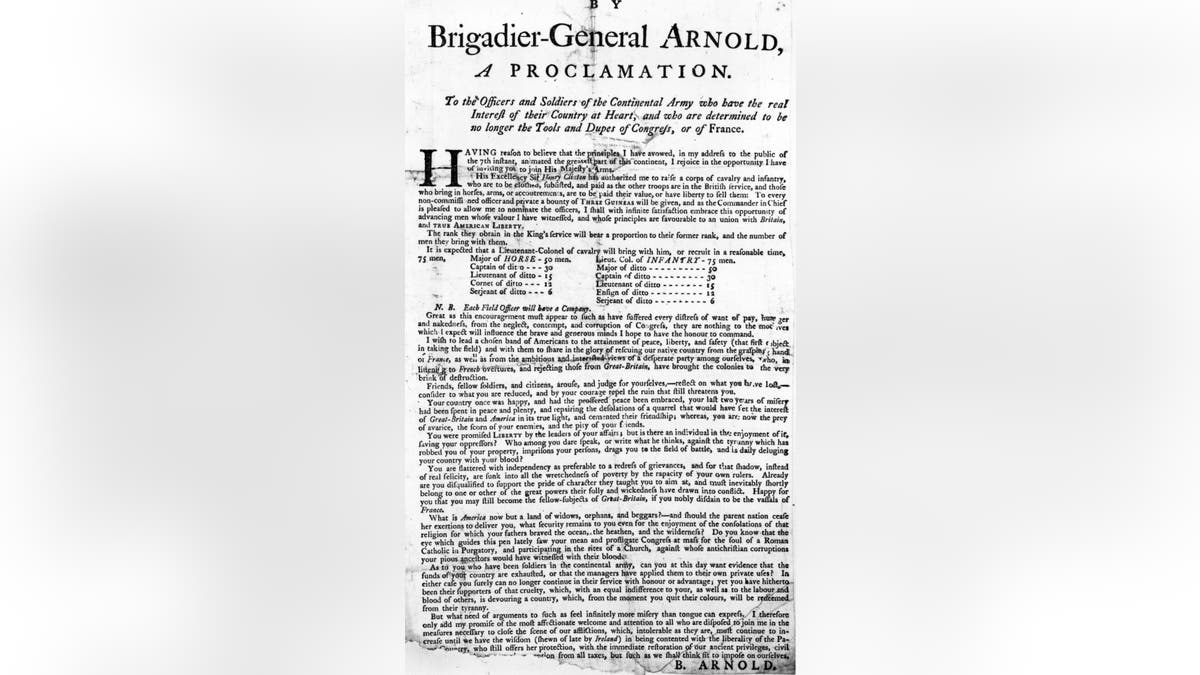 Traitor Arnold statement