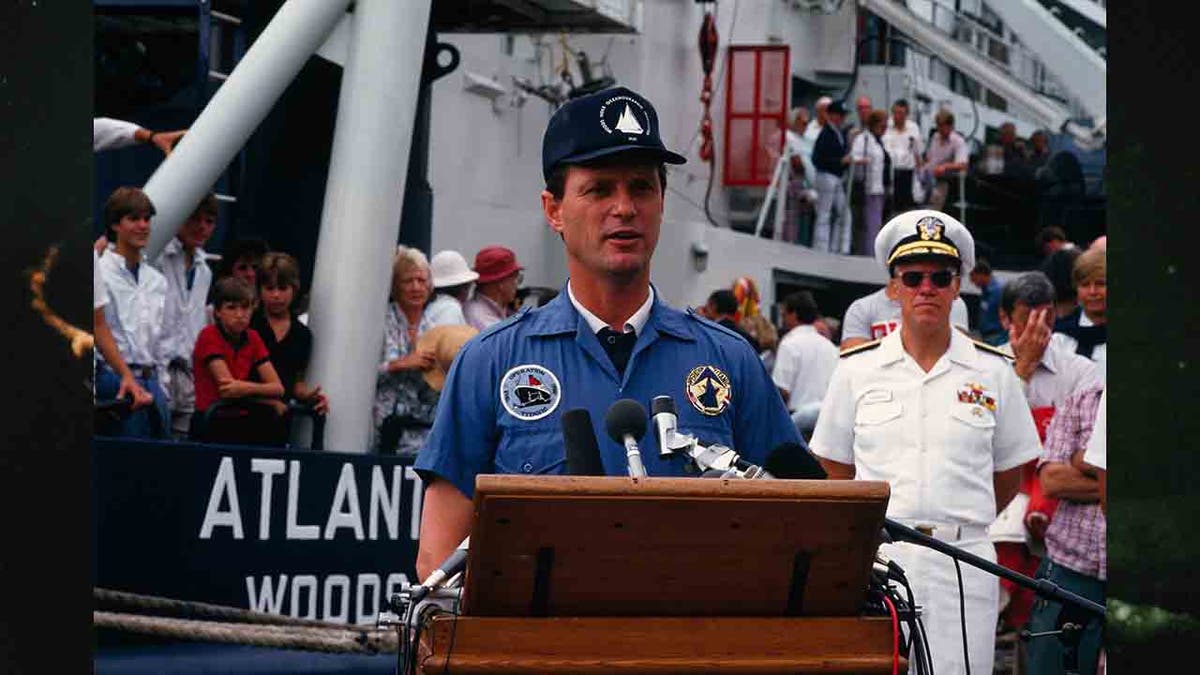 Robert Ballard at the microphone