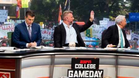 Nick Saban cringes while Pat McAfee dances in his seat on ESPN’s ‘College GameDay’