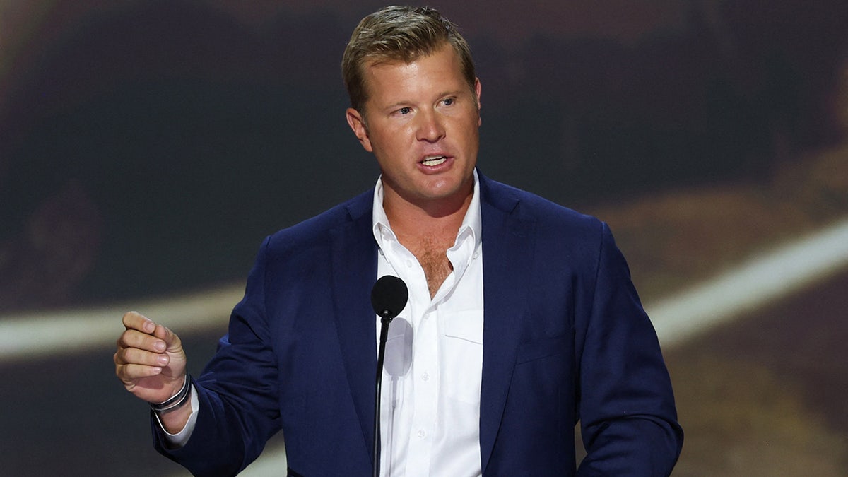 Tim Sheehy closeup shot speaking at 2024 RNC