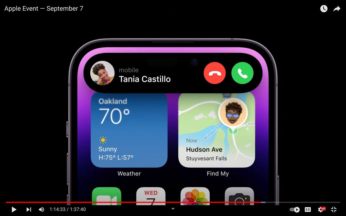 iPhone with a phone call in Dynamic Island