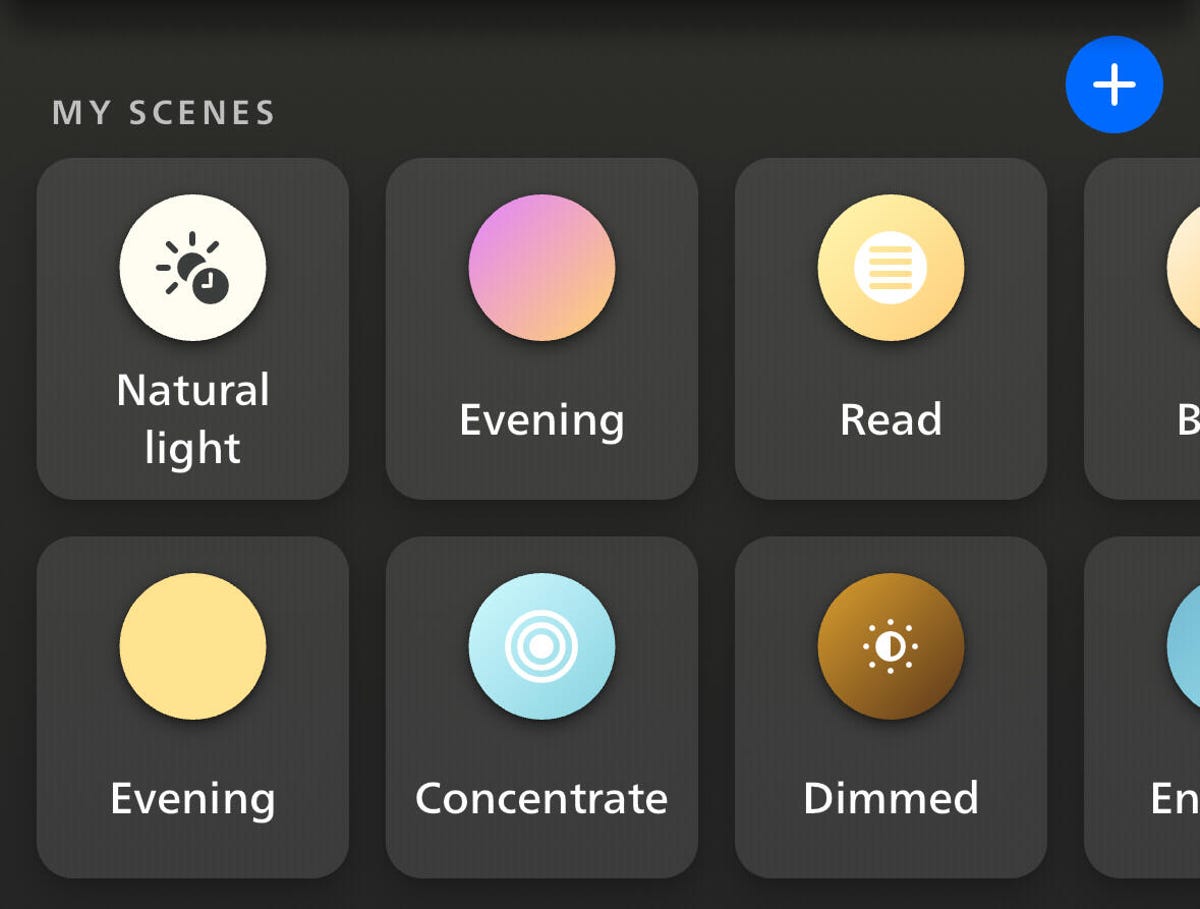 screenshot of Hue app scenes