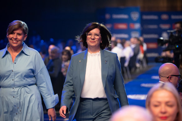 North Melbourne president Dr Sonja Hood (right) landed a few zingers at Saturday’s breakfast.