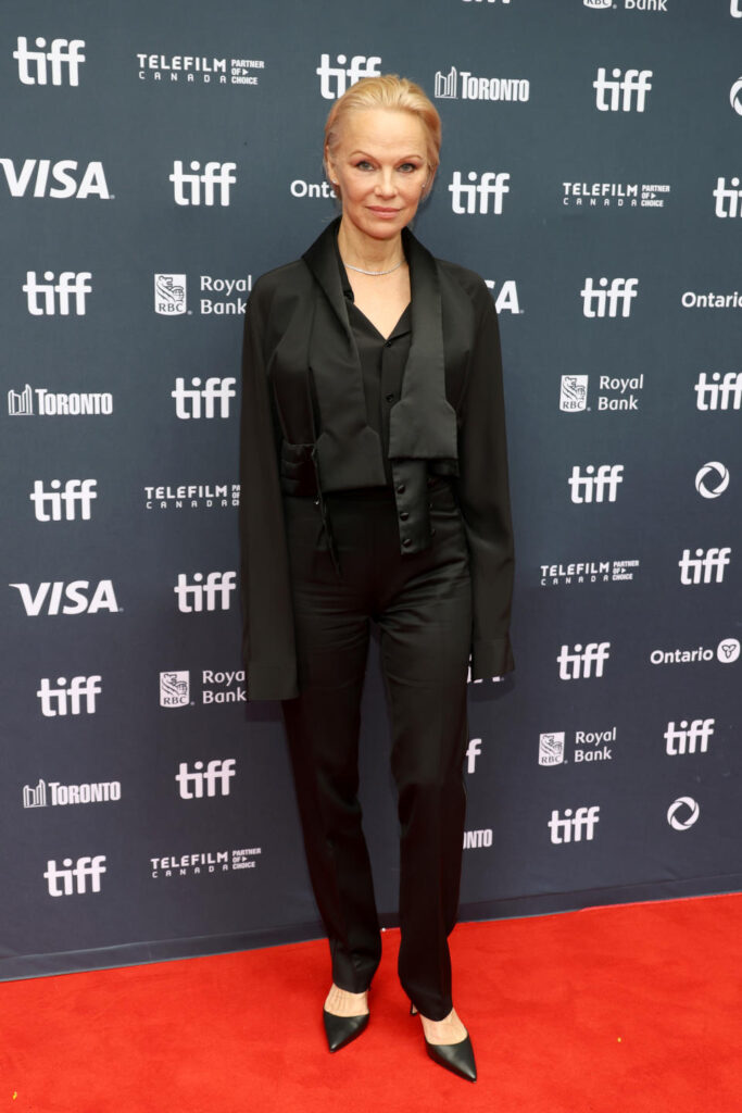 Pamela Anderson looks ageless in chic black tuxedo at TIFF premiere of ‘The Last Showgirl’