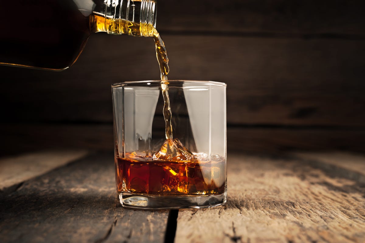 Close-up of whisky on the rocks