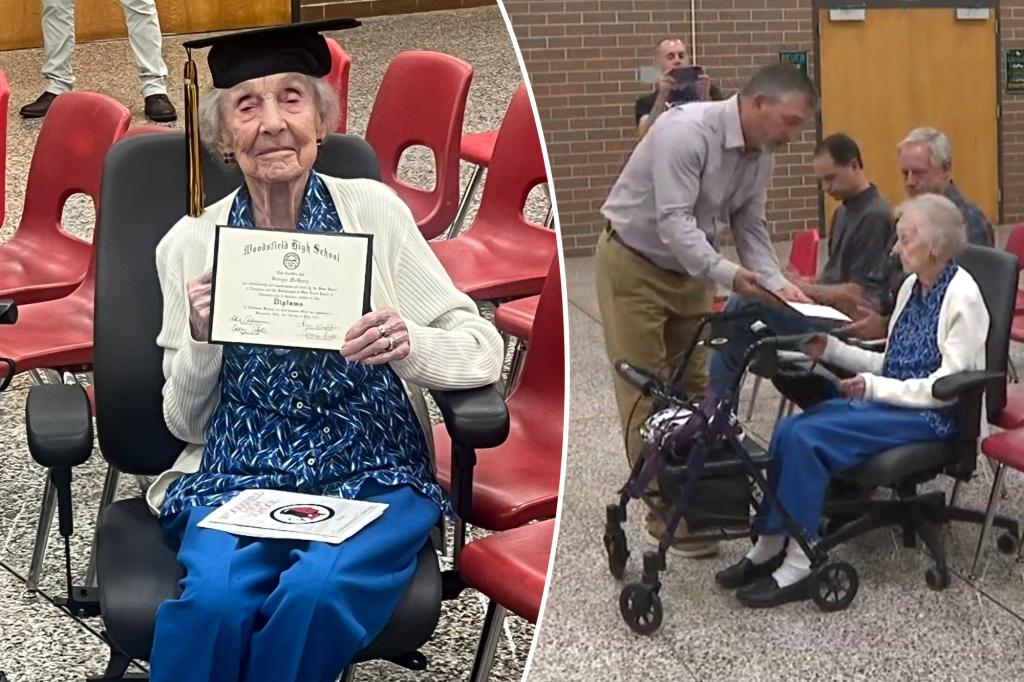 Ohio woman, 99, receives high school diploma 81 years after dropping out during WWII