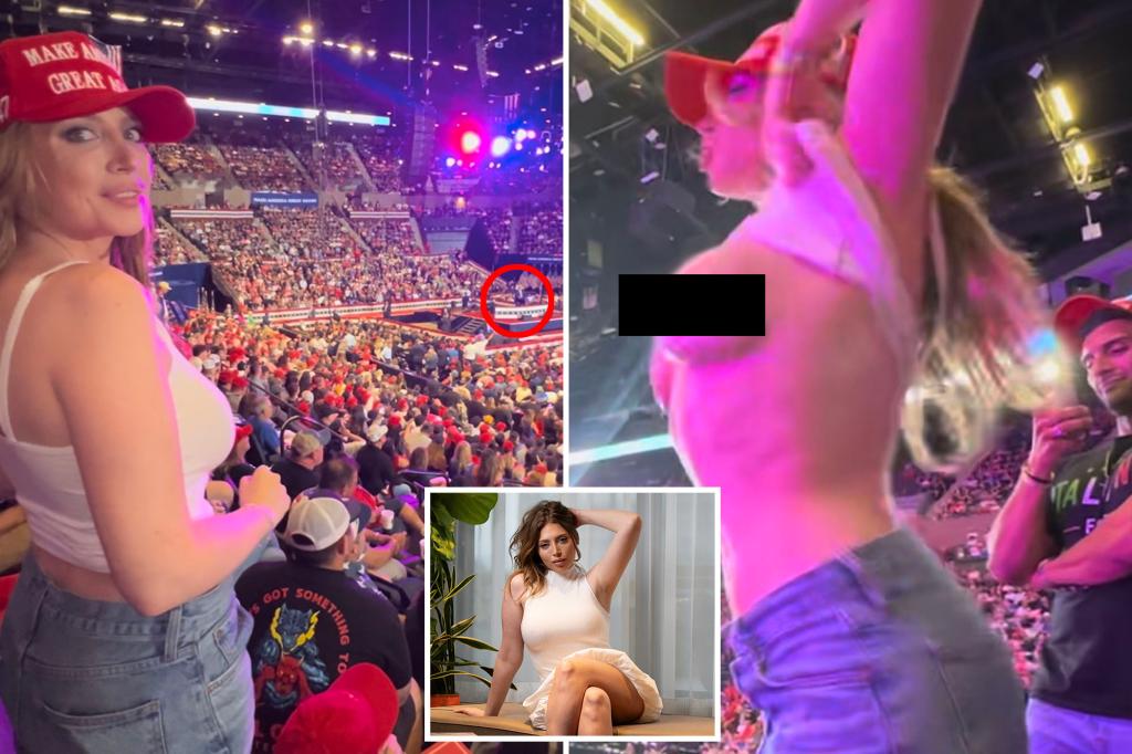 OnlyFans model Ava Louise, who flashed NYC portal, whips ‘em out for Trump at Long Island rally