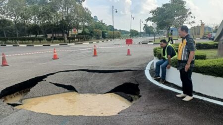 Sinkhole opens up in front of KL airport’s VIP complex