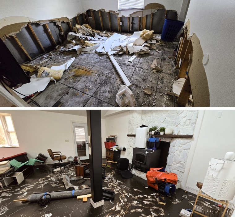 The Pangborn family’s home has sustained costly flood damage.