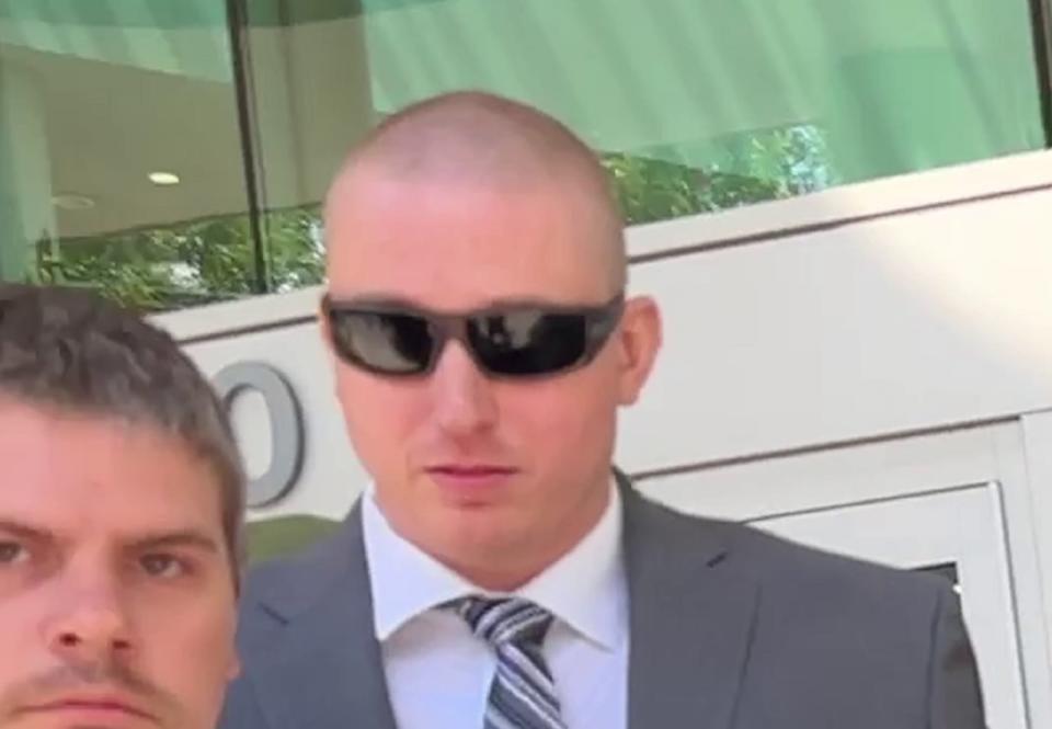 Bubba Pollock of London leaving the Ontario Court of Justice building in Windsor on July 25, 2024.