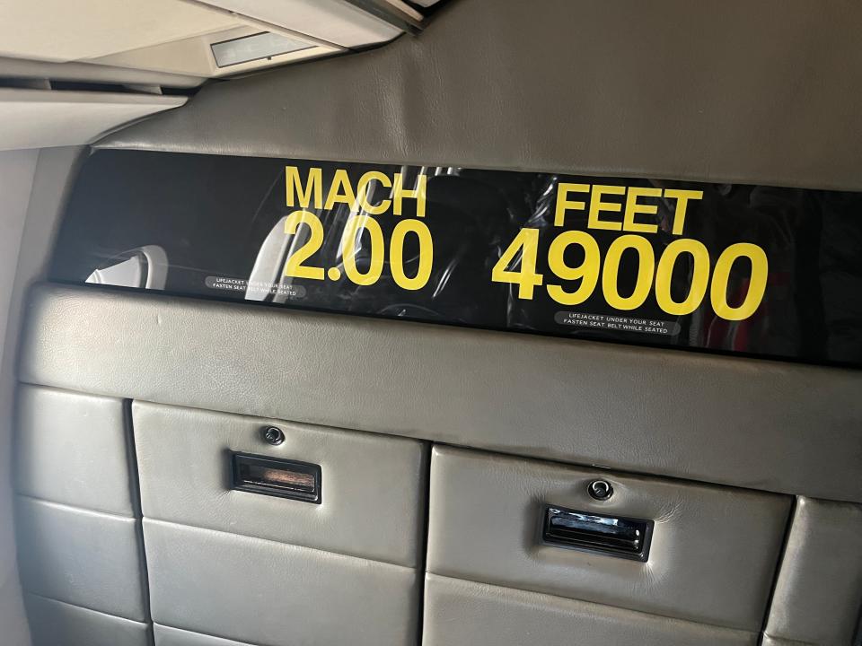 A speed and height indicator on the Concorde.
