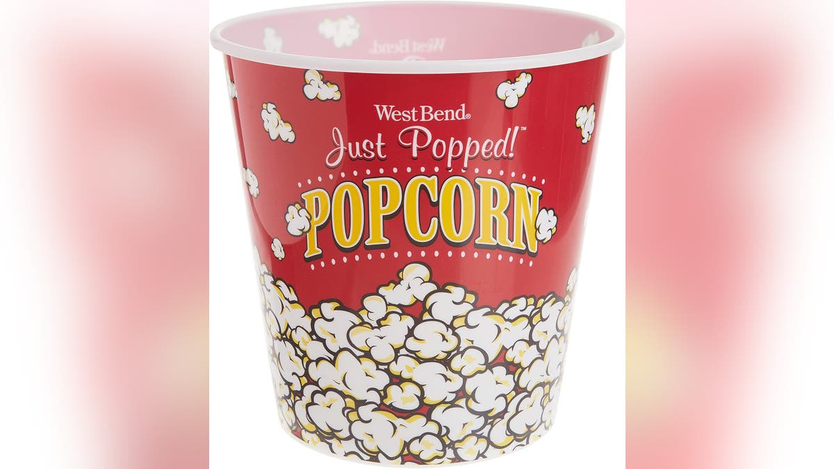 A reusable popcorn container is great for movie nights.