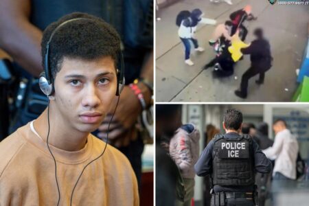 Migrant who ganged up on NYPD cops in Times Square nabbed by ICE after slap-on-the wrist jail sentence