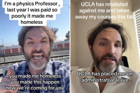 ‘Homeless’ UCLA lecturer Dr. Daniel McKeown claims he was placed on leave for calling out school over low pay in viral video