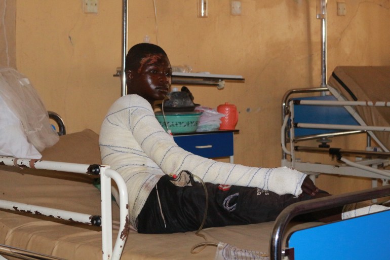 A survivor of a devastating fuel tanker explosion is treated at a hospital in Jigawa state, Nigeria [Ali Rabiu Ali/Al Jazeera]