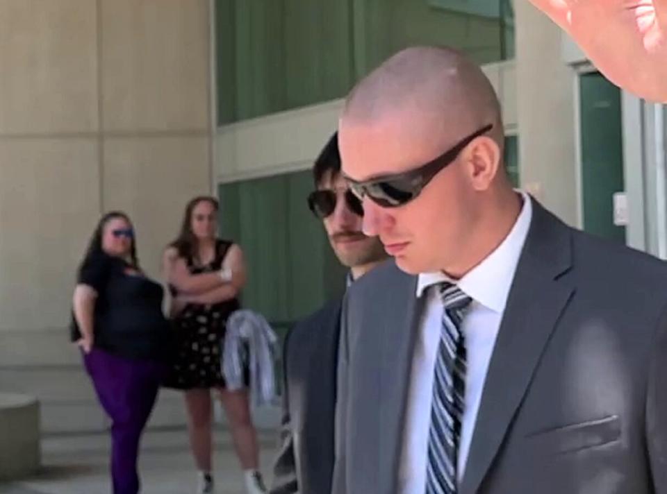 Bubba Pollock of London leaves the Ontario Court of Justice building in Windsor on July 25, 2024.