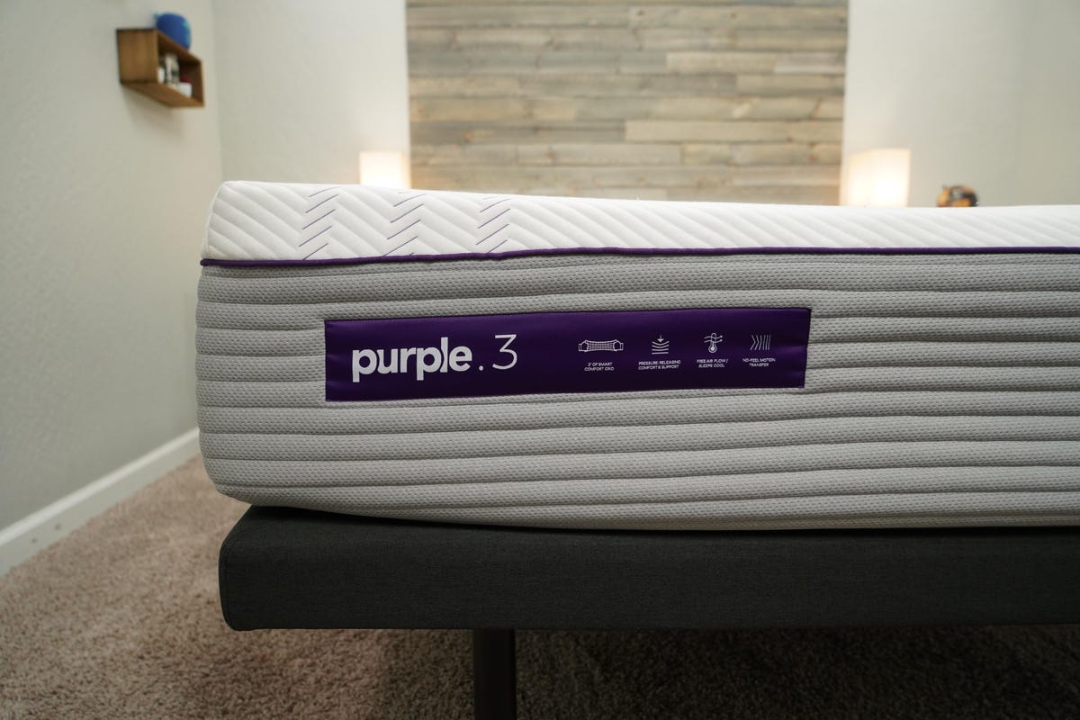 A close-up of the Purple Hybrid Premier 3 mattress.