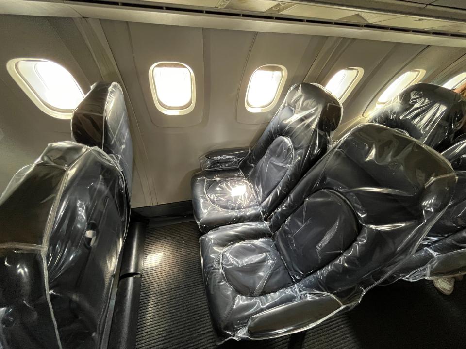 Plastic-covered seats on the Concorde.