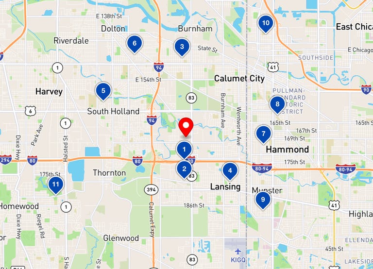 a map showing ICATT COVID testing locations near Chicago