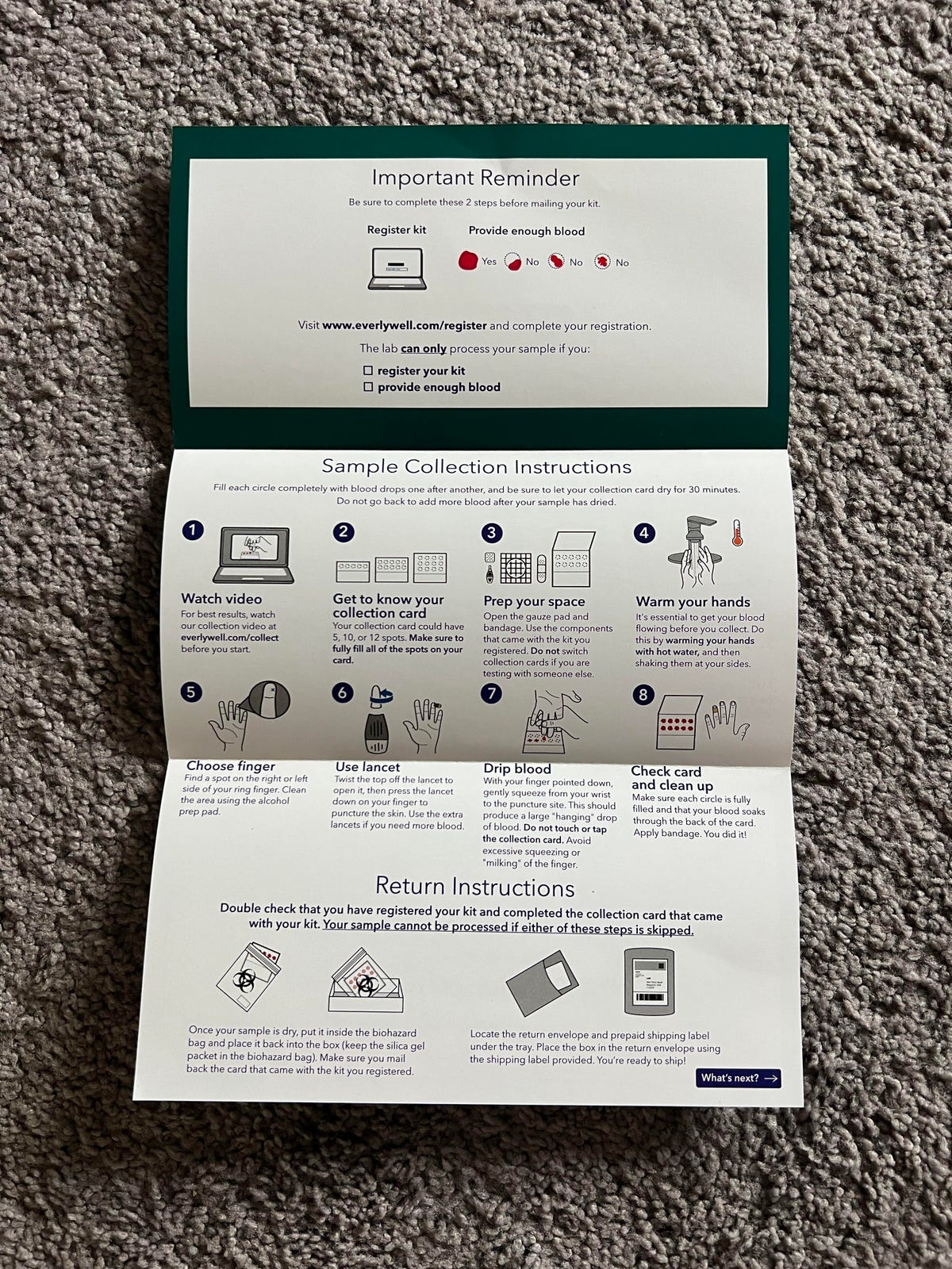 testing instructions