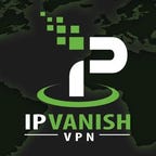 IPvanish VPN logo white and green on a black background