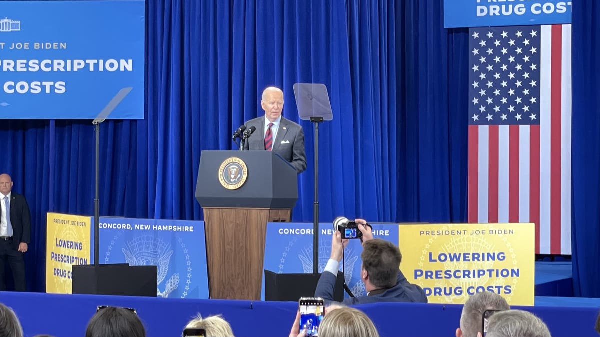 President Biden highlights his administration's efforts to lower health care costs, at an official policy event in Concord, New Hampshire, on Oct. 22, 2024