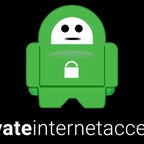 Private Internet Access logo in green and white on a black background