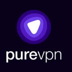 Pure VPN logo purple and white on a black background