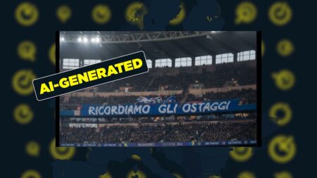 Fake image of pro-Israeli banner at Italian football match goes viral