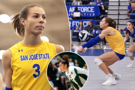 Colorado women’s volleyball player, accused of conspiring with SJSU transgender athlete, kneels during national anthem
