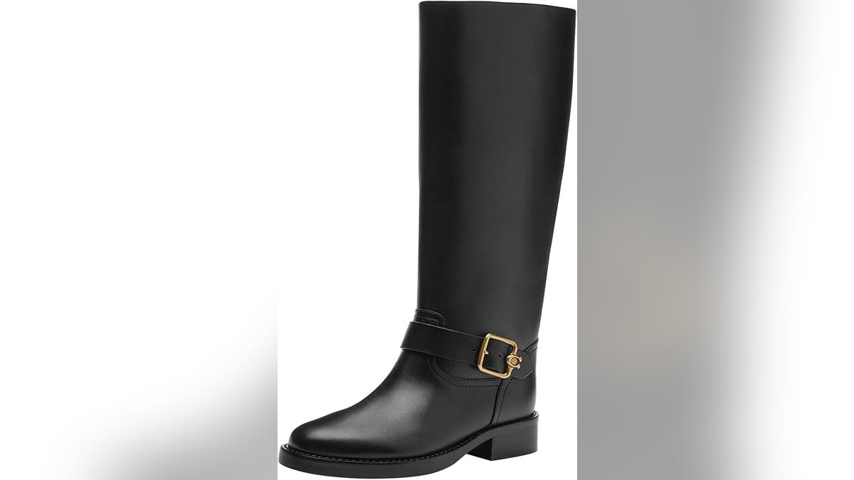 Look great wherever you go with a pair of tall black leather boots.