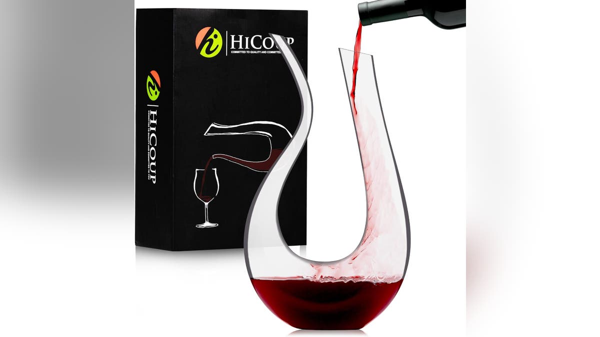 A wine decanter helps wine breathe, adding to the taste.