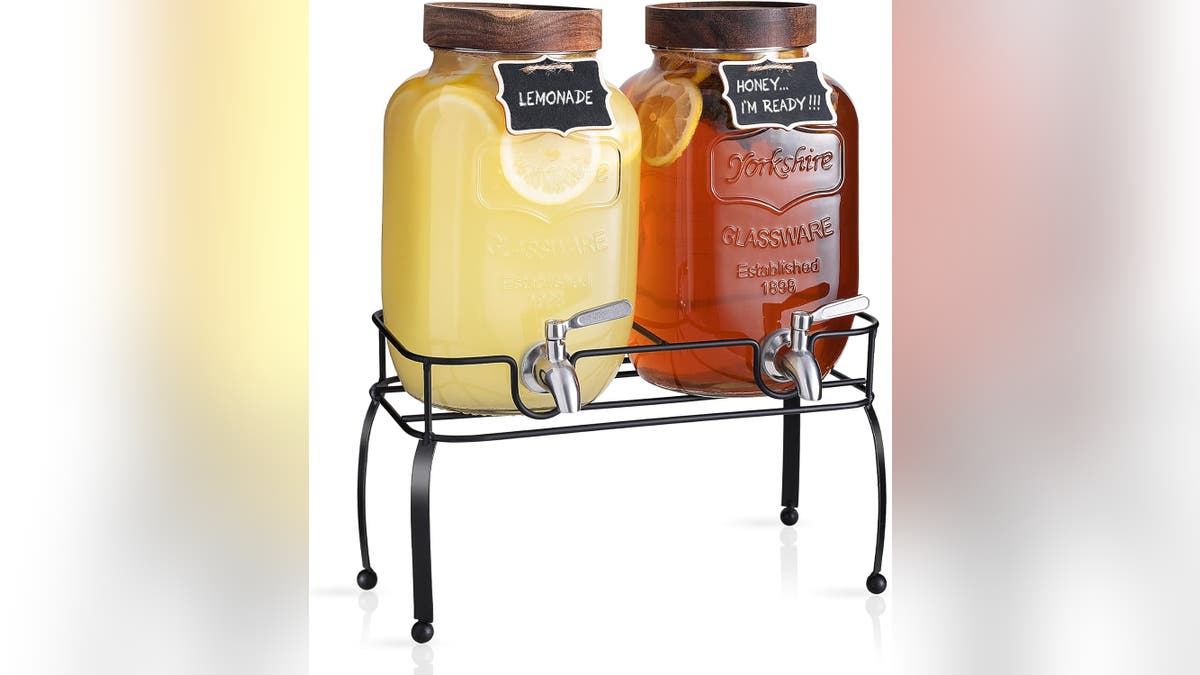 Easily serve drinks with glass drink dispensers.