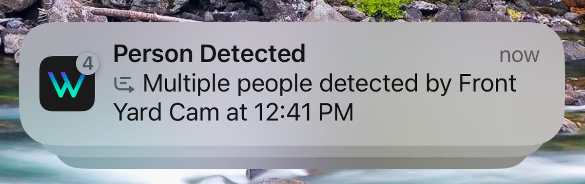 a screenshot of a smartphone notification for Wyze