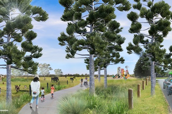 An artist’s impression of the new Oxley Creek Common area.