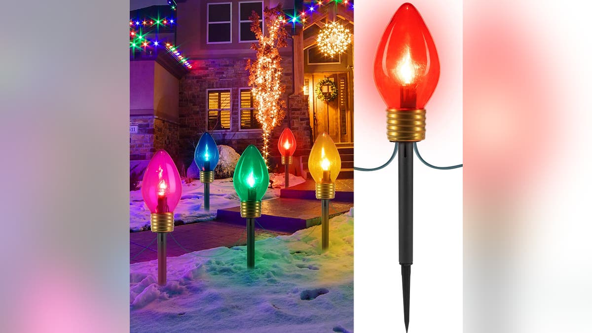 Add these fun, giant bulbs to your walkway.