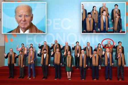 Lame-duck Biden humiliated with back-corner spot in APEC family photo as China’s Xi get place of honor in front row