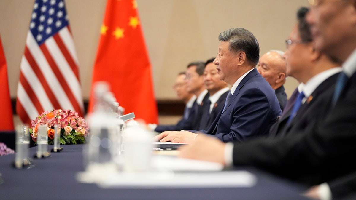 Chinese President Xi Jinping meets with President Joe Biden during a bilateral meeting, Saturday, in Lima, Peru.