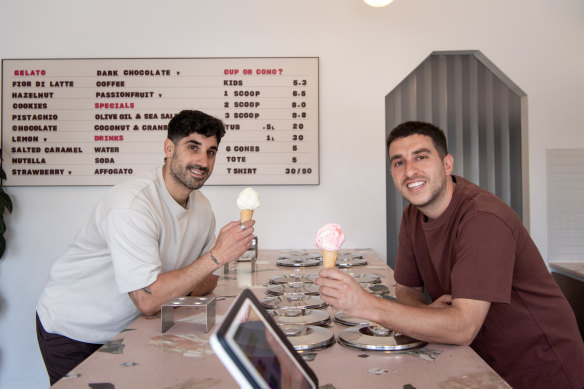 Daniel Mancuso of Yiayia Next Door, with Daniel Gagaro, part owner of Cono Gelateria.